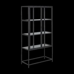 Ygo Vitrinekast BOKSKAP Ash Black B77| Vitrinekasten|Boekenkasten