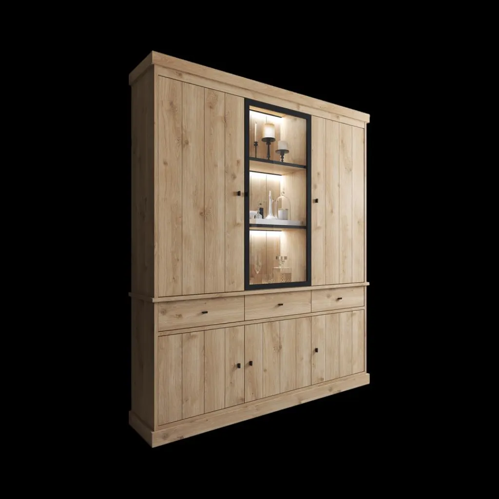 Ygo Vitrinekast CASTELLO B182 Lichte Eik| Vitrinekasten