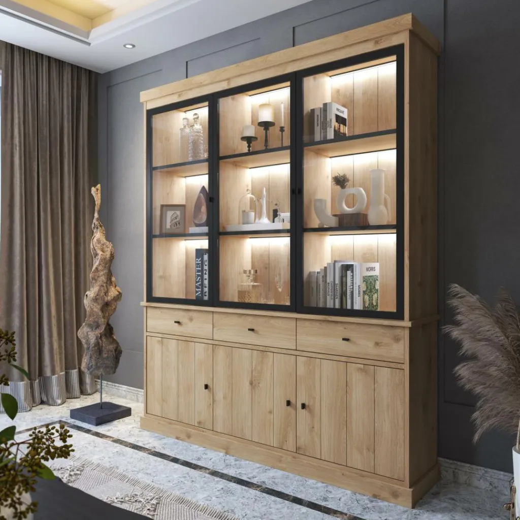 Ygo Vitrinekast CASTELLO B182 Lichte Eik| Vitrinekasten