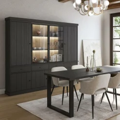 Ygo Vitrinekast CASTELLO B240 Zwarte Eik| Vitrinekasten
