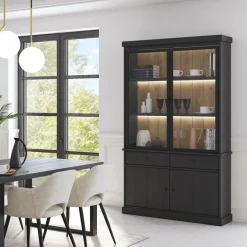 Ygo Vitrinekast CASTELLO B124 Zwarte Eik| Vitrinekasten