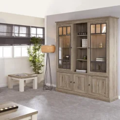 Ygo Vitrinekast COTTON Kristal Eik Licht Bruin B171| Wandrekken