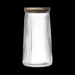 Ygo Voorraadpot ACARA Ribbel Glas/Acacia L| Bewaaraccessoires