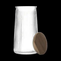 Ygo Voorraadpot ACARA Ribbel Glas/Acacia L| Bewaaraccessoires