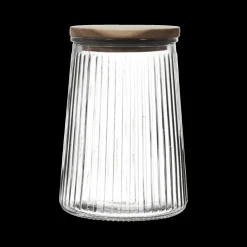 Ygo Voorraadpot ACARA Ribbel Glas/Acacia M| Bewaaraccessoires
