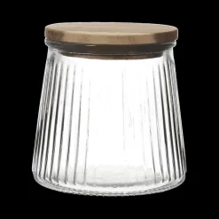 Ygo Voorraadpot ACARA Ribbel Glas/Acacia S| Bewaaraccessoires