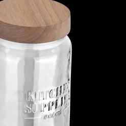 Ygo Voorraadpot DOROTA 1L Glas/Hout| Bewaaraccessoires