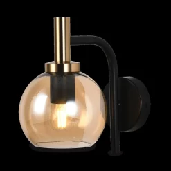 Ygo Wandlamp OSIRA Zwart/Glas Amber| Wandlampen