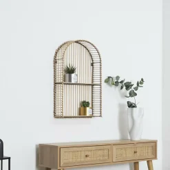 Ygo Wandrek JAVASSE Boog Rotan Nat.| Muurplanken & Rekken|Wandrekken