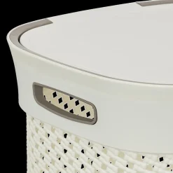Ygo Wasmand PURLLE 60L M/Deksel Beige| Was- & Linnenmanden|Badkameropbergers