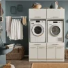 Ygo Wasruimteset LAUNDRY: Wasmachinekast laag X2 + Opzetkast breed X2| Wasruimte & Opbergkasten