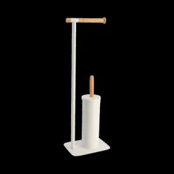 Ygo WC-borstel/Pap.Houder ATHOR Bam./Met. Wit| Wastafelaccessoires