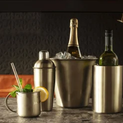 Ygo Wijnkoeler PEARLIO Schuin Brushed Goud| Aperitief & Wijn