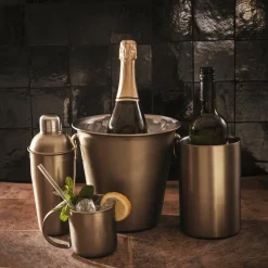 Ygo Wijnkoeler PEARLIO Schuin Brushed Goud| Aperitief & Wijn