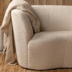 Ygo Zitbank links ANDRIS Bouclé Crème| Fauteuils